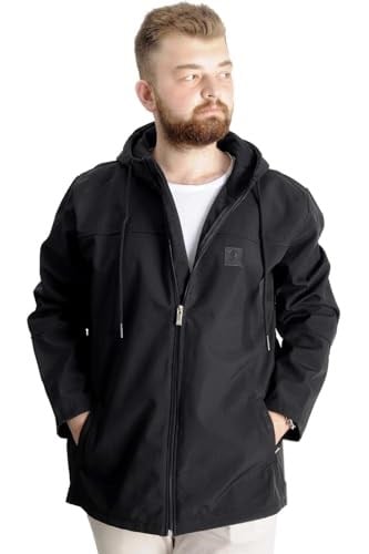Mode XL Büyük Beden Erkek Kapüşonlu Mont Waterproof Softshell 21235