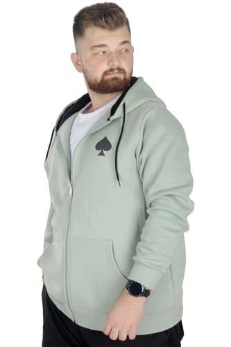 Mode XL Erkek Sweat Kapşonlu Fermuarlı 22539 Su Yeşili