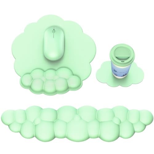 MOKURU Bilek Dayanımlı Bulut Mouse Pad, Bulut Klavye Bilek Dayanağı, Bilgisayar Klavyesi için Bilek Dayanağı, Bulut Mouse Pad Bilek Desteği, Ergonomik Bulut Klavye Fare Bilek Desteği (Yeşil1)
