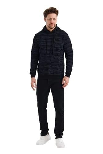 Monox Erkek Kapşonlu Kamuflaj Baskılı 3 İplik Sweatshirt