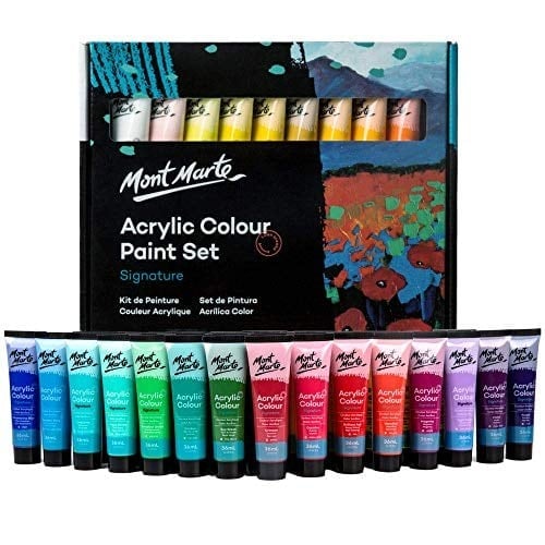 Mont Marte Signature Akrilik Boya Seti, 36 renk x 36 ml, Yarı Mat Kaplama, Tuval, Ahşap, MDF, Deri, Havayla Kurutulmuş Kil, Sıva, Karton, Kağıt ve El Sanatları için Uygun