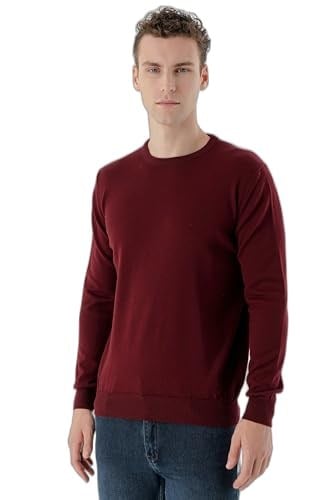 Morven Erkek Koyu Bordo Basic Bisiklet Yaka Dynamic Fit Rahat Kesim Triko