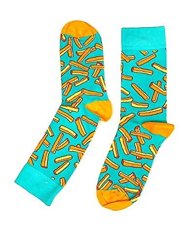 Moving Patates Kızartması Tasarım Renkli Çorap - Fast Food Figürlü Eğlenceli Pamuklu Çorap - Sarı Kırmızı Pop-Art Tarzı Yumuşak ve Konforlu Unisex Soket Çorap, Lezzetli Tasarım Hediyelik