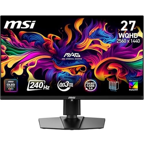 MSI 26.5 MAG 271QP QD-OLED X24, Gaming Monitör, WQHD, 16:9 Flat, QD-OLED, 240HZ, 0.03ms (GTG), Adaptive-Sync