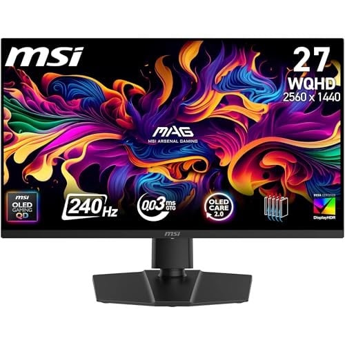 MSI 26.5 MAG 273QP QD-OLED X24, Gaming Monitör, WQHD, 16:9, Flat, QD-OLED, 240Hz, 0.03ms, FreeSync Premium Pro