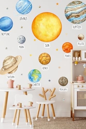 MSticker-Eğitici Gezegen Seti - Gezegenler Sticker Seti - Çocuk Bebek Odası Sticker (Karışık)