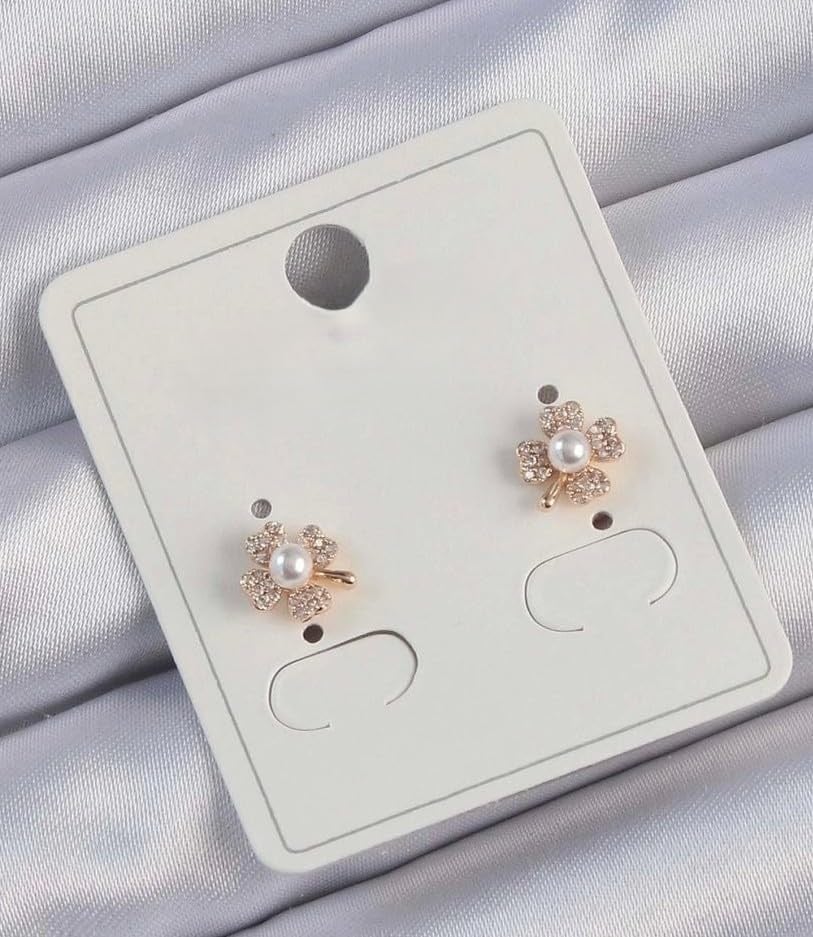 MT STORE 01 Rose Renk Zirkon Taşlı İncili Yonca Küpe