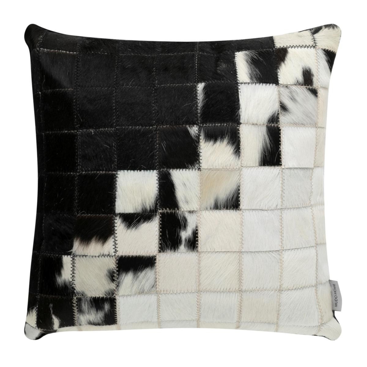 Mudo Home Lucas Deri̇ Kirlent Si̇yah Beyaz 45x45 Cm