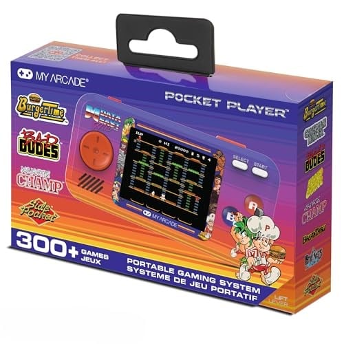 My Arcade Data East Pocket Player: 308 Önceden Yüklenmiş Retro Oyunlarla Taşınabilir Oyun Sistemi, 2.7 inç Renkli Ekran, Hoparlörler (DGUNL-4127),Mor
