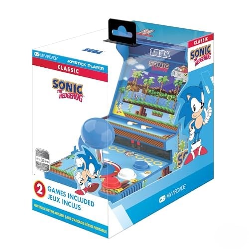 My Arcade Sonic Joystick Player: Sonic The Hedgehog Retro Video Oyun Konsolu, Çocuklar ve Yetişkinler için Oyunlar, 2 Oyunlar 1, Sega Klasik Oyun Salonları, 3.5  - Seçenekler: Sonic, Galaga Kırmızı JS