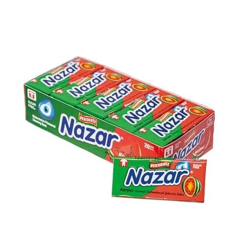 Nazar Şekersiz Karpuz Aromalı Sakız Damlaları 5 x 20 Adet