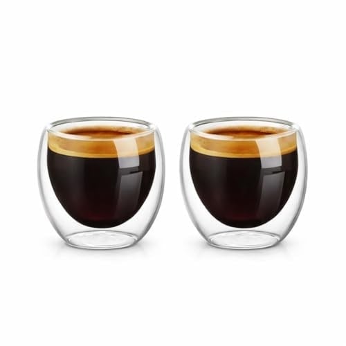 Needd Çift Katmanlı Espresso Cam Bardak Seti 2'li 80 ml | Borosilikat Cam, Isı Yalıtımlı Double Wall Tasarım | Espresso, Ristretto ve Macchiato için Şeffaf Kahve Bardağı