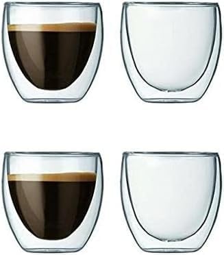 Needd Çift Katmanlı Espresso Cam Bardak Seti 4'lü 80 ml | Borosilikat Cam, Isı Yalıtımlı Double Wall Tasarım | Espresso, Ristretto ve Macchiato için Şeffaf Kahve Bardağı