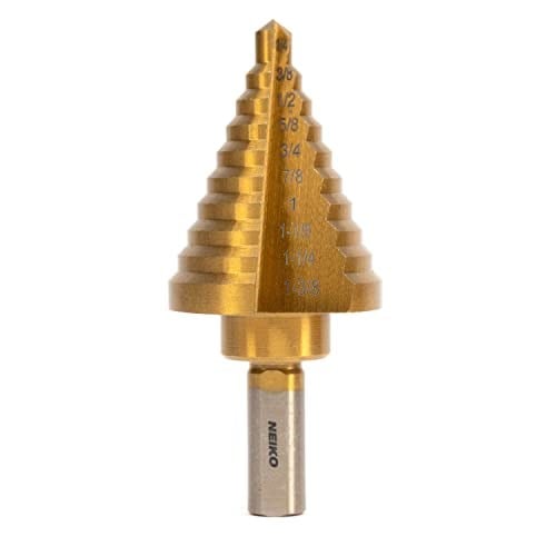 NEIKO 10194A Titanyum Kademeli Matkap Ucu, Yüksek Hızlı Alaşımlı Çelik, Ahşap ve Metal İçin Delik Genişletici, 0.6-3.5 cm Arası 10 Kademeli Boyut
