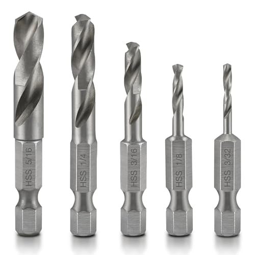 NEIKO 11402A küt matkap ucu seti, metal için, 5 parça, 1/4 inç hızlı değiştirilen altıgen şaft | M2 yüksek hızlı çelik | hızlı değiştirme mandren ve tahrik değişimi için | matkap ucu tutucu dahildir