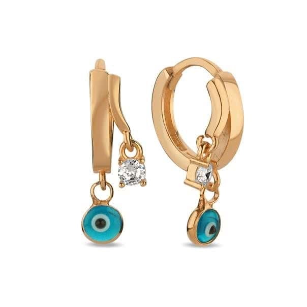 NEREZE 925 Ayar Gümüş Rose 10 mm Halka Nazar Göz Küpe
