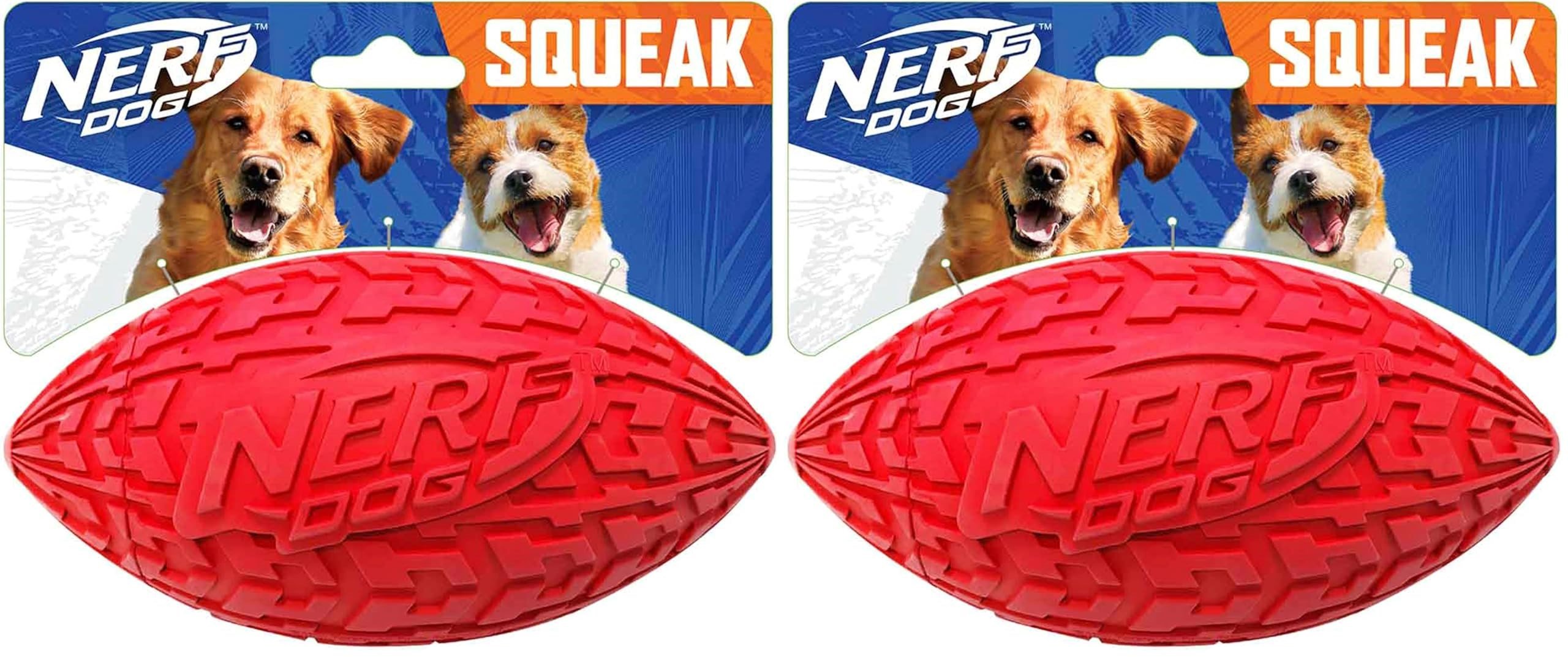Nerf Dog İnteraktif Squeaker'lı Lastik Futbol Köpek Oyuncağı, Hafif, Dayanıklı ve Suya Dayanıklı, Orta/Büyük Irklar için 15 cm Çap, Tek Birim, Kırmızı (2 paketi) - Seçenekler: 6 in, 6 in (2 paketi)