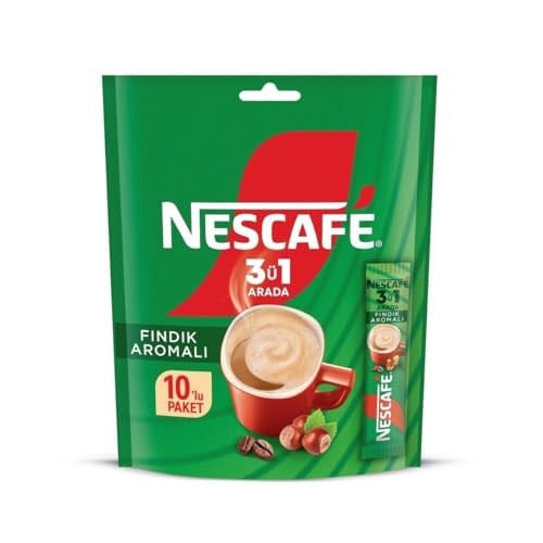 NESCAFÉ Fındık Aromalı Beyazlatıcılı Çözünebilir Kahve Karışımı, 10x17 g - Seçenekler: Extra, Fındıklı, Ice Kahve, Karamel Aromalı, Original...