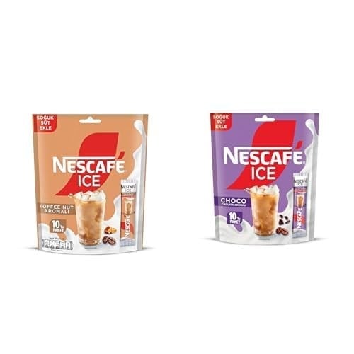 NESCAFÉ Ice – Toffee Nut Aromalı 10'lu Paket (10x10.6 G) ve NESCAFÉ Milky Ice Choco Çikolata Aromalı 10'lu Paket (10x10.6 G)