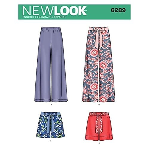 New Look 6289 Boyut Misses 'Pants veya Şort ve kemerli bir kesim kalıbı, çok renkli
