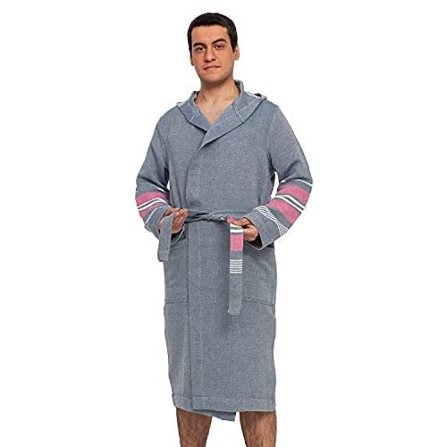 New York Fitty Lacivert Organik Pamuk Peştemal Bornoz L/X-Large (Lacivert/Pembe)