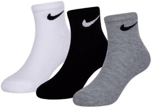 Nike Baby - Erkek Çocuk rn0026-w2f_os 3 Çift Çorap, Beyaz/Gri/Siyah-W2F, Tek Beden EU
