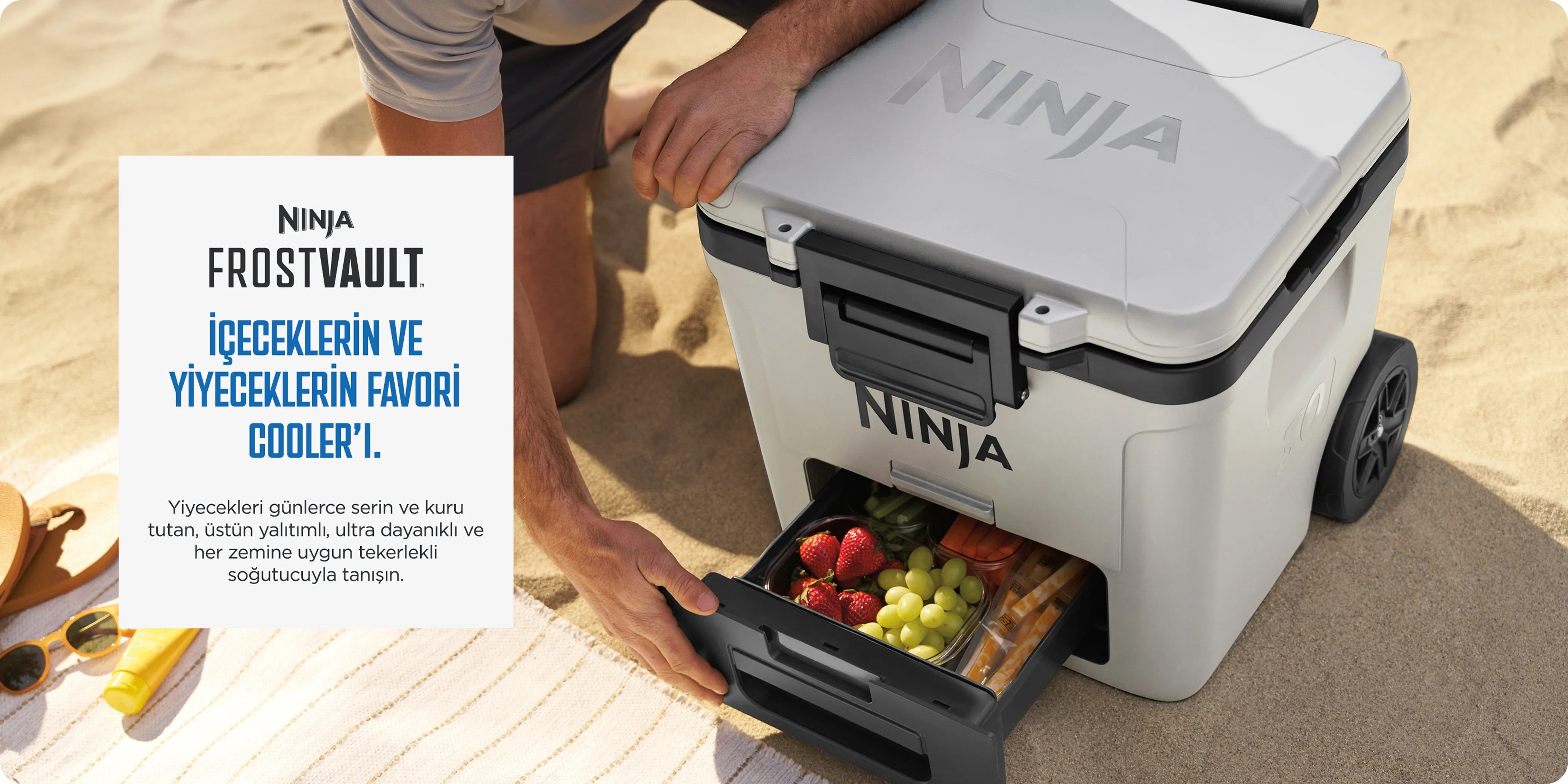 Ninja FrostVault Tekerlekli Cooler 28 Litre Beyaz