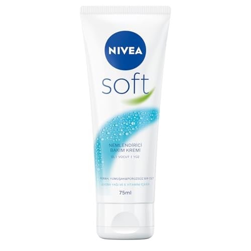 NIVEA Soft Krem 75 ml, Nemlendirici Bakım Kremi, Yüz, Vücut, El, Jojoba Yağı ve E Vitamini ile Cilt Bakımı, Anında Emilen Hafif Formül, Tüm Ciltler için