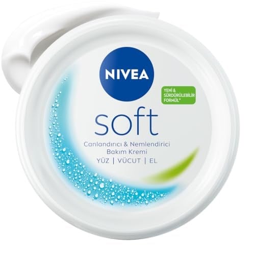 NIVEA Soft Nemlendirici Bakım Kremi 300 ml, 48 Saat Nemlendirme, Jojba Yağı,E Vitamini, Yüz,El,Vücut İçin,Paraben İçermez