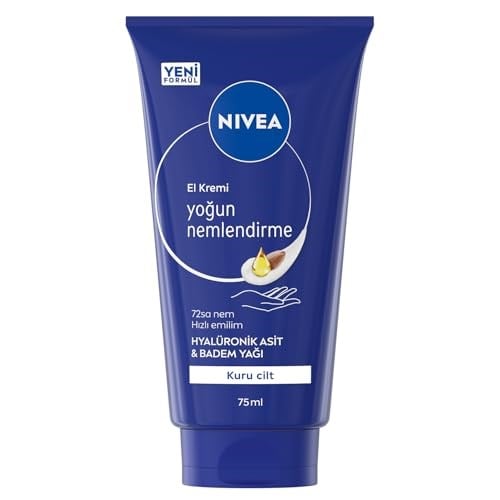 NIVEA Yoğun Nemlendirici El Kremi 72 ml, Hızlı Emilir, Hyaluronik Asit,Badem Yağı, Kuru Ciltler