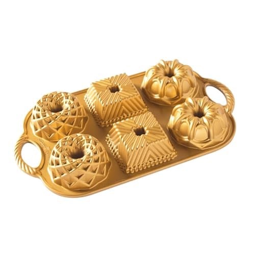 Nordic Ware Backform Geo Bundtlette Alüminyum Altın, 27,9 cm x 17,8 cm, NW 91277