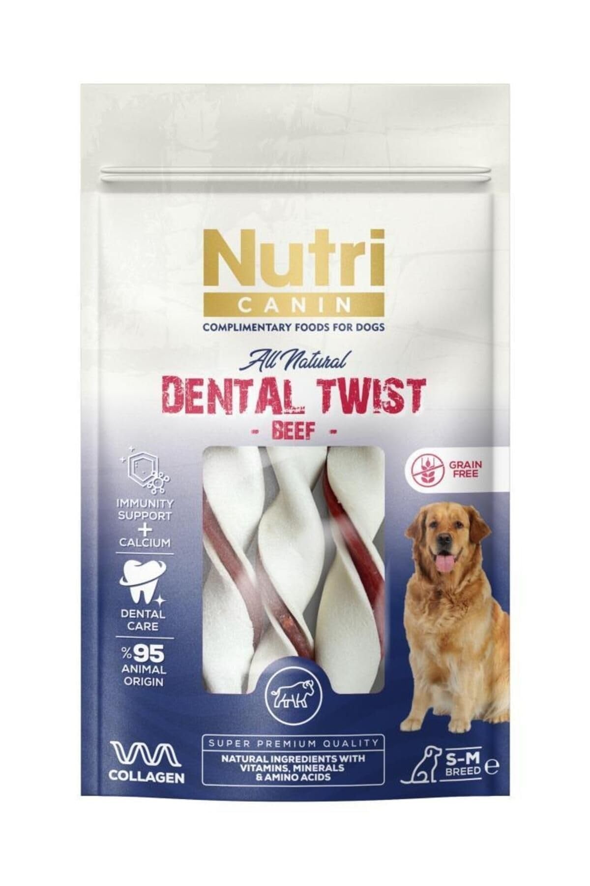Nutri Canin Dental Twist Sığır Etli Köpek Ödülü S-M 80 Gr