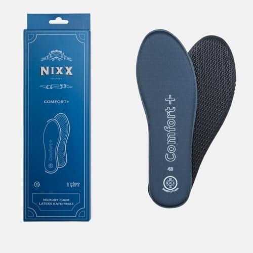 NX108 - Comfort + | Hafızalı Sünger, Kaymaz Lateks ve Uzun Süreli Yastıklamalı Yumuşak İç Tabanlık (Gri, 37)