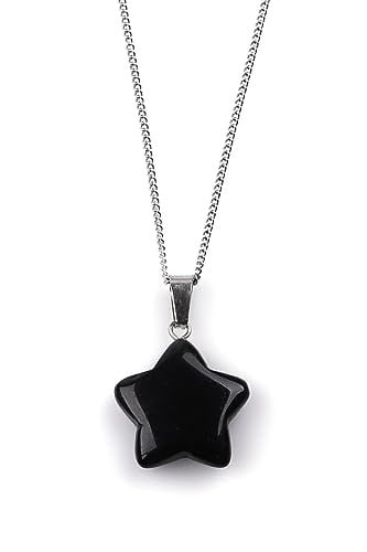 Obsidyen Doğal Taş Yıldız Model Kolye