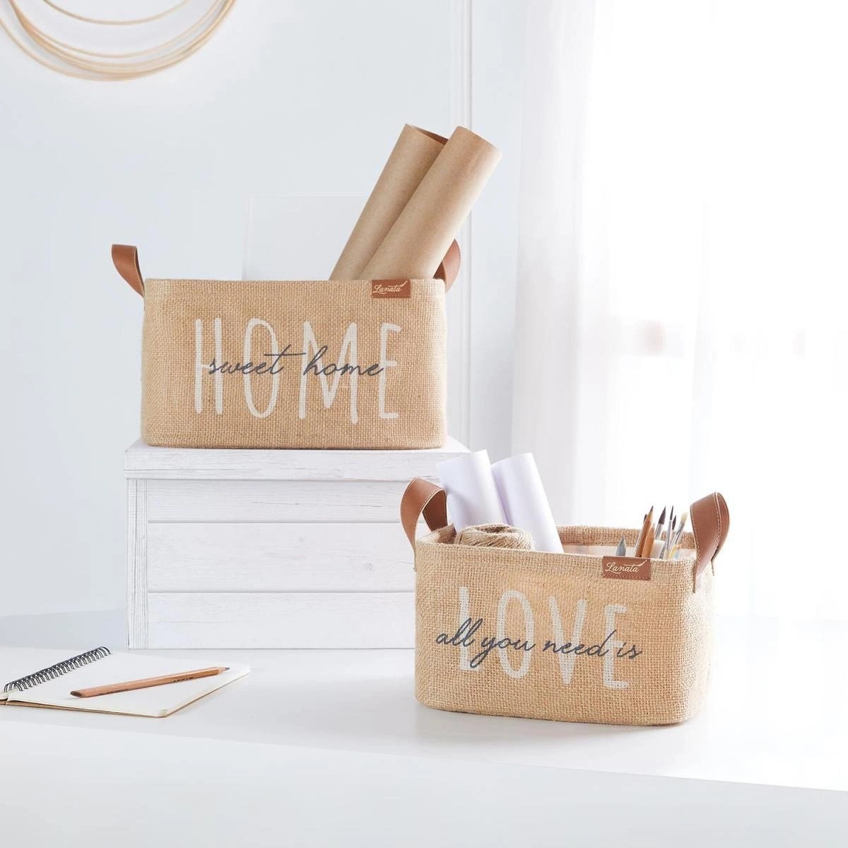 Ocean Home Textile 2'li Astarlı Jüt Sepet Set