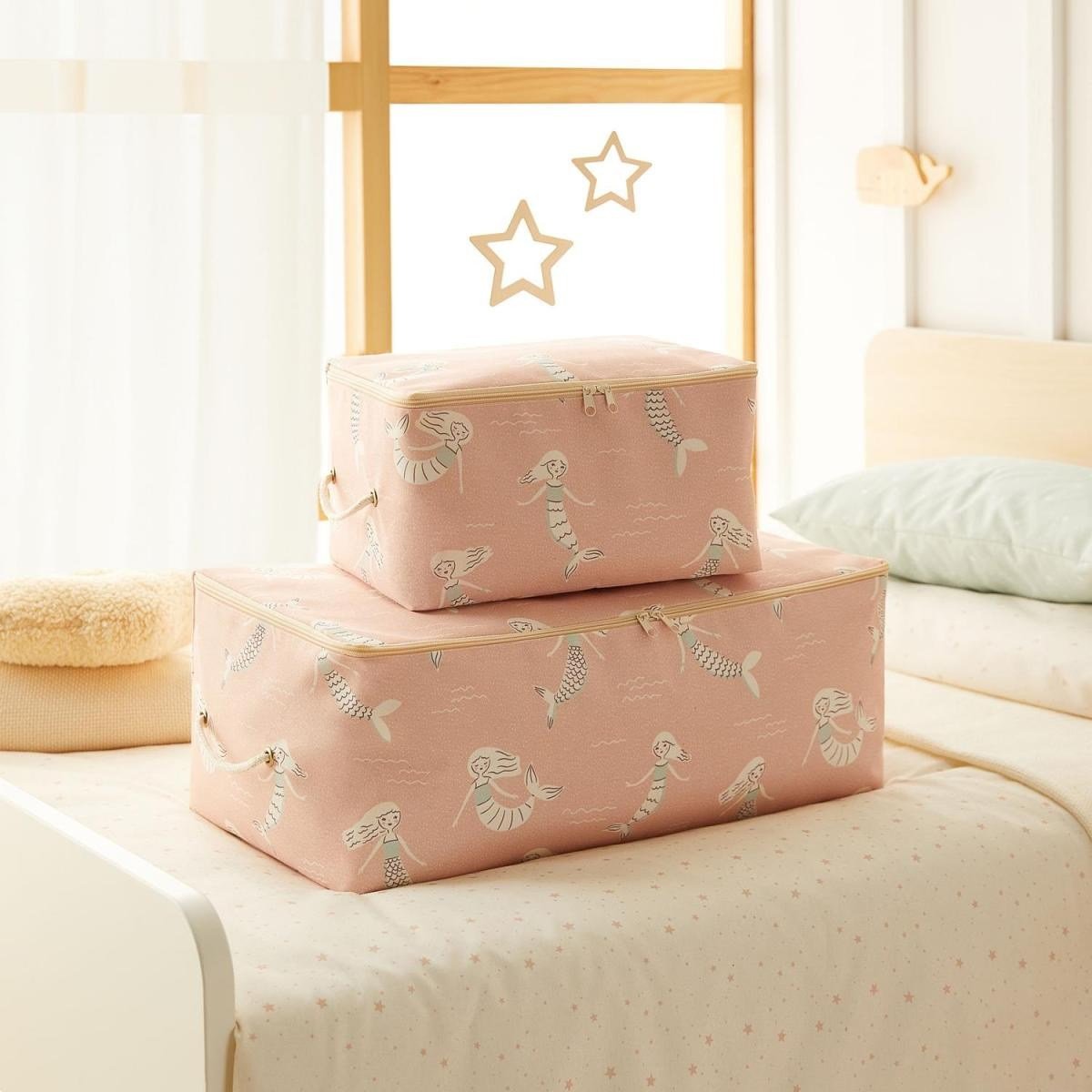 Ocean Home Textile 2'li Çocuk Odası Deniz Kızı Hurç Set 1 Adet 30 X 22 X 18 / 1 Adet 52 X 28 X 21 Cm