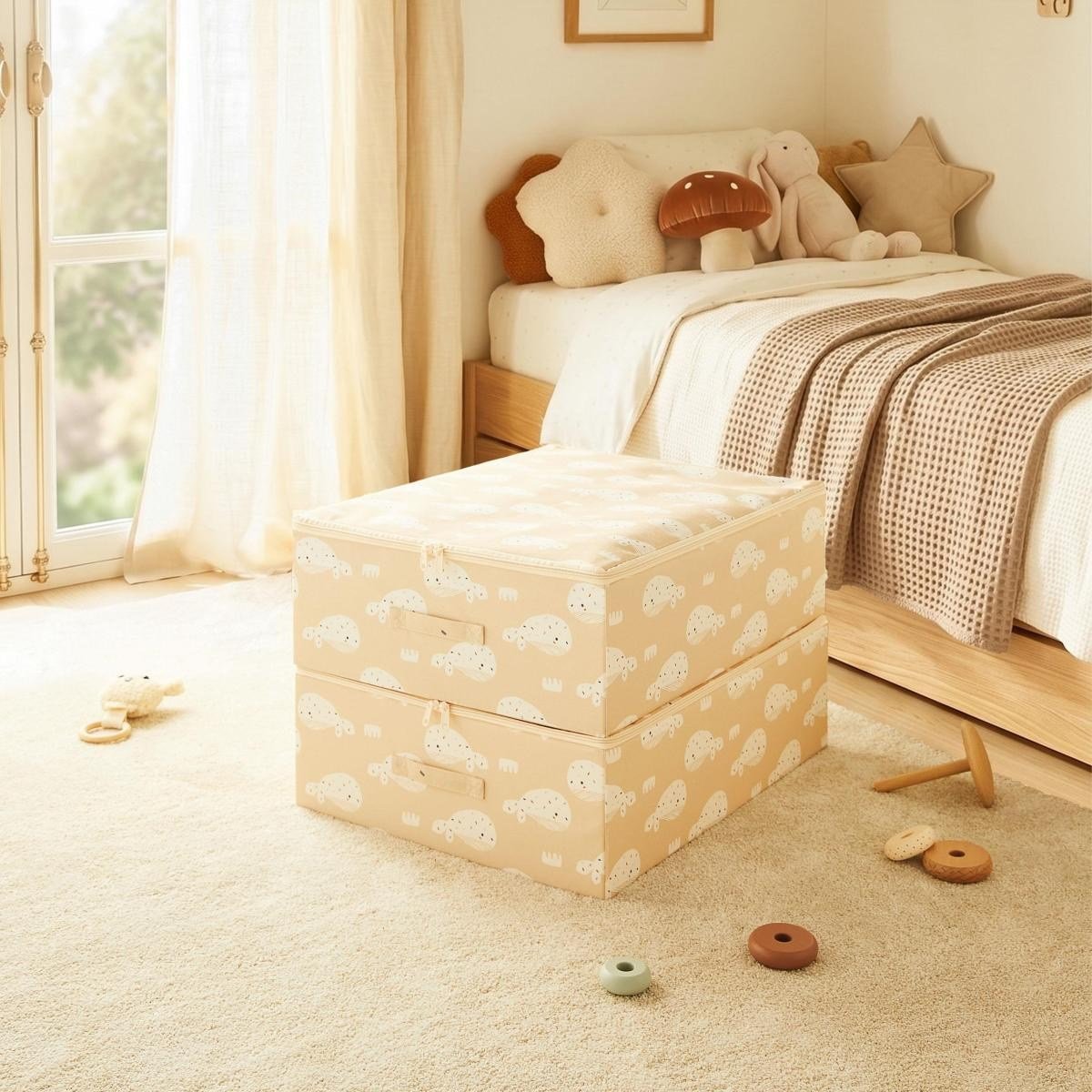 Ocean Home Textile 2'li Çocuk Odası Sevimli Balina Destekli Kutu Hurç Set 45 X 55 X 18 Cm