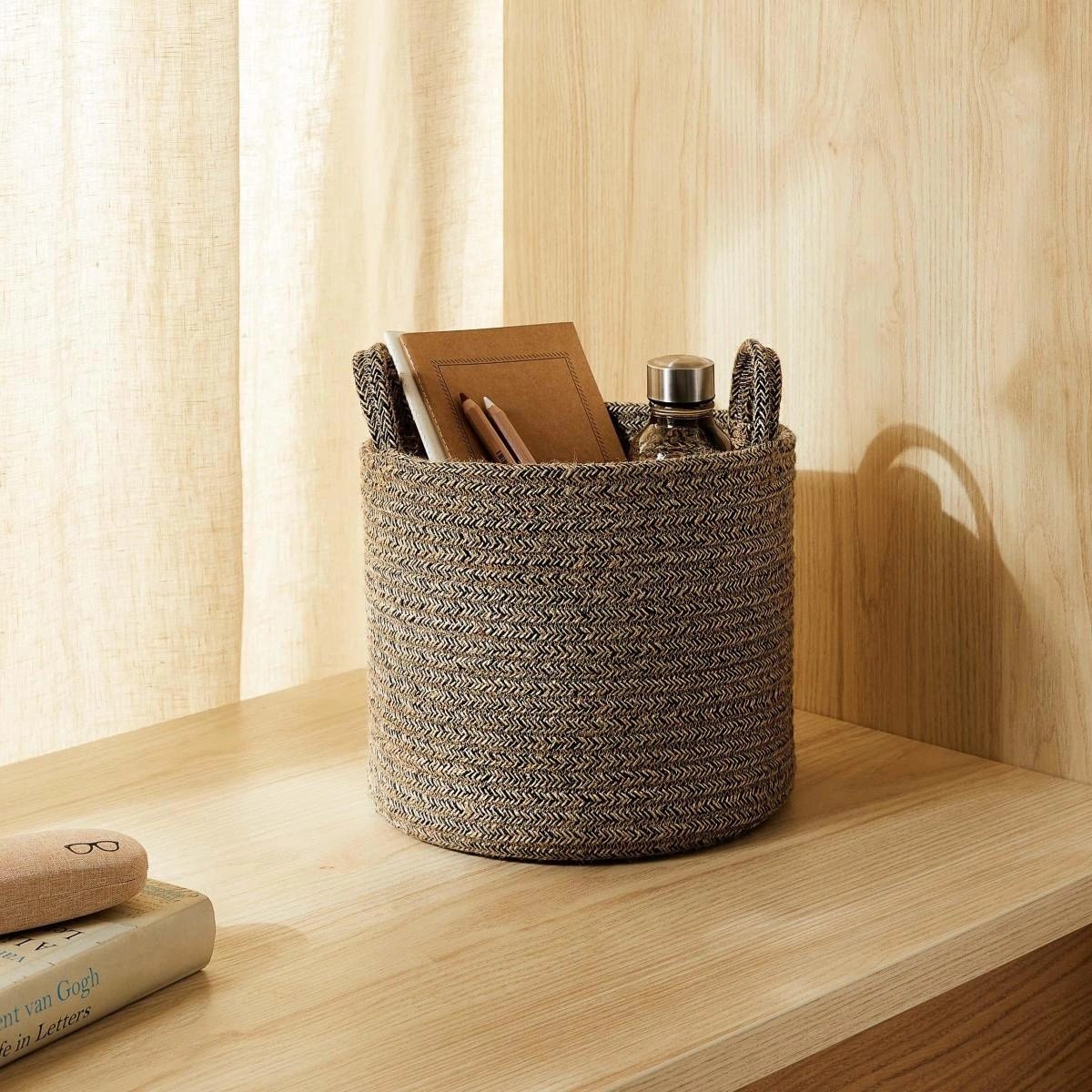Ocean Home Textile Siyah Kırçıllı Jüt Halat Sepet 26 X 22 Cm
