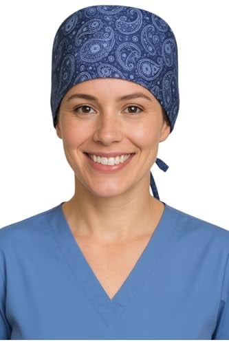 Okanmed Mavi Desenli Doktor Hemşire Aşçı Cerrahi Bone Hastane Bone Bandana M345