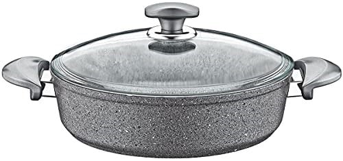 OMS Granit Pilav Tencere Cam Kapaklı 30x8,5 cm 3310