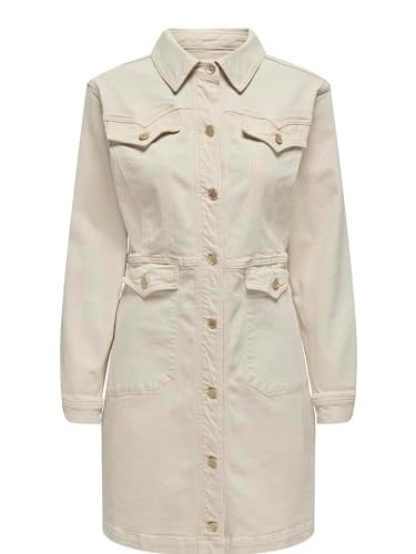 ONLY ONLAUGUSTA LS ECRU SHORT DRESS MAE Kısa Elbise Kadın