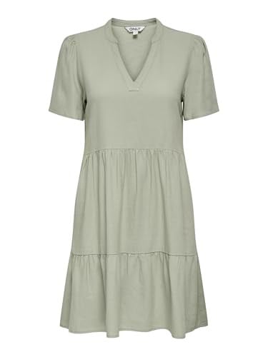 ONLY Onltiri-caro S/S V yaka Lin Dress Cc PntElbiseKadın