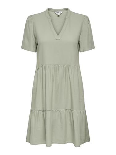 ONLY Onltiri-caro S/S V yaka Lin Dress Cc PntElbiseKadın
