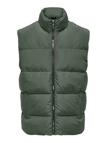 ONLY & SONS Erkek kapitone yelek ONSMELVIN LIFE PUFFER VEST OTW VD, Peat, M