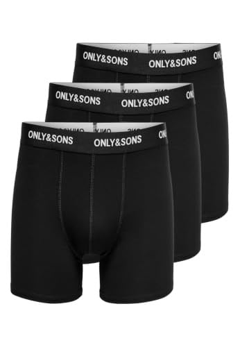 Only & Sons Onsfitz Solid Black Trunk 3pack3854 Noos Boxer Şort Erkek