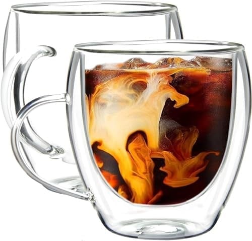 Orret Home 2 Adet 250 Ml Çift Cidarlı Kupa Bardak,Kahve,Çay Ve Bitki Çayı İçin Borosilikat Kupa Termisil Kahve Bardağı,Kahve Çay Fincanı (2 Adet)