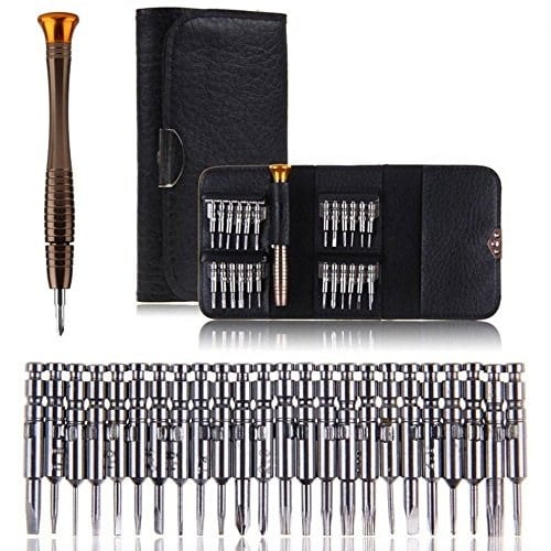 Orret Home 25 Parça Hassas Tornavida Seti, Deri Çantalı, Krom-Vanadyum Çelik, PC/Laptop/Telefon/Gözlük Tamir Seti, Torx/Düz/Yıldız Uçlu