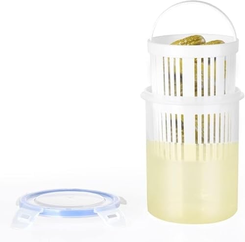 Orret Home Zeytinlik ve Turşuluk Saklama Kabı – 1,5 Lt Süzgeçli, Contalı ve Klipsli Kapaklı Saklama Kabı, Hava ve Sıvı Geçirmez, Zeytin, Turşu ve Gıda Saklama Kabı