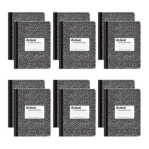 Oxford Kompozisyon not defteri, kolej çizgili kağıt, 24 x 19 cm, siyah mermer kapak, 100 yaprak, paket başına 12 adet (63796)