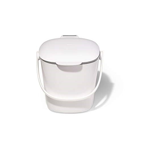 OXO Good Grips kompost kovası, beyaz, koku geçirmez çöp kutusu, mutfak için, 2,8 l